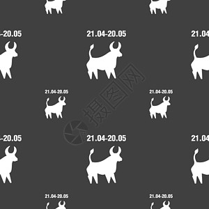 八字合婚金牛座标志 灰色背景上的无缝模式 韦克托网站卡通片十二生肖圆圈八字动物星星日历天文学奶牛设计图片