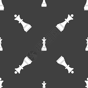 国际象棋皇后标志 灰色背景上的无缝模式 韦克托团队按钮技术战略伴侣游戏互联网卡通片绘画木板设计图片