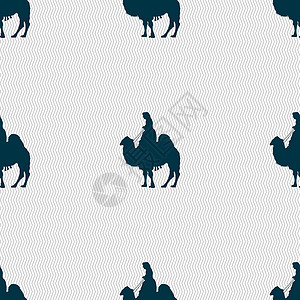 莫哈韦沙漠骆驼标志 具有几何纹理的无缝模式 韦克托网络说话气候卡通片哺乳动物文化旅游大篷车游牧民族插图插画