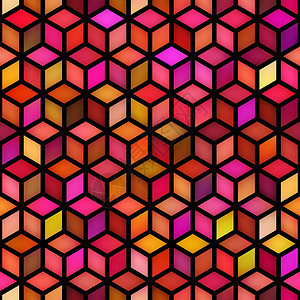 矢量无缝多色渐变立方体形状菱形网格几何图案网络紫色风格插图坡度水晶正方形纺织品打印色调背景图片