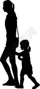 男生走路看手机白色背景上的黑色剪影家庭 矢量插图父母儿子幸福草地女孩母亲喜悦夫妻男性女士设计图片