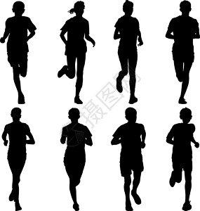 套剪影 短跑运动员 矢量图游戏优胜者身体行动肾上腺素冠军成人训练跑步女士背景图片