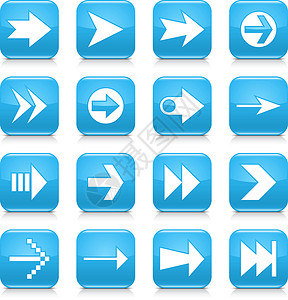 蓝色箭头标志圆角方形图标 web butto象形圆形指针导航正方形三角形下载控制板电影控制背景图片