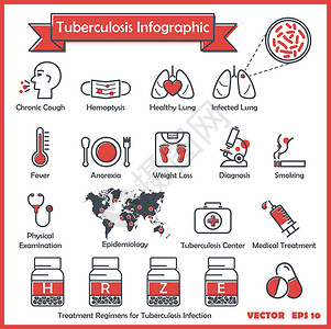 结核病 TB 信息图表 TB 症状慢性咳嗽 咯血 发烧 体重减轻 厌食 盗汗 TB 诊断收集痰 AFB 胸部 X 射线 T 治疗背景图片