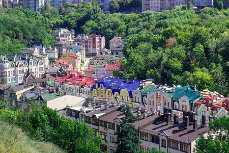 欧洲城镇全景 多彩屋顶阁楼神话景观照片建筑物魔法城市摄影背景图片