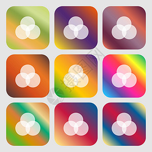 配色方案图标标志 九个带有明亮渐变的按钮 设计精美 韦克托背景图片