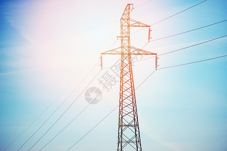 高压电电塔植物力量电气电缆网格电力线路天空金属工程白色的高清图片素材