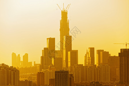 日落时的中国城市地平线远景摄影建造场景风景交通全景运输建筑学户外高清图片素材