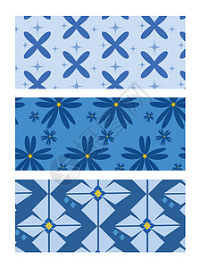 花无缝模式花朵墙纸插图艺术蓝色植物装饰风格背景图片