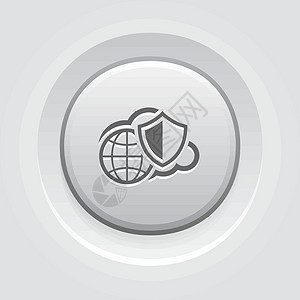 安全全球云图标 灰质按钮设计背景图片