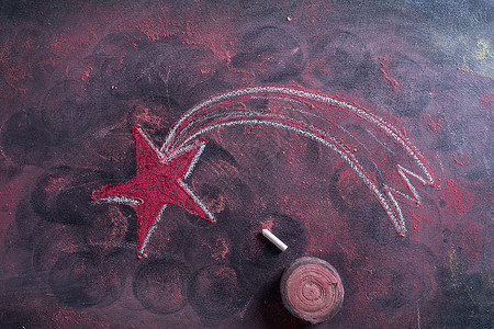 红星月光红色庆典黑板反射粉笔装饰品背景图片
