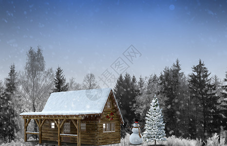在圣诞节日树附近的树林里 雪人树木喜悦传统森林解雇风景名胜区相片新年针叶牧歌背景图片