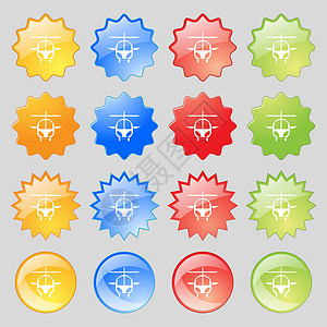 菜刀设计素材图标图标符号 大套16个彩色现代按钮 用于设计 矢量航空转子运输机身艺术螺旋桨飞机机器工具喷射设计图片