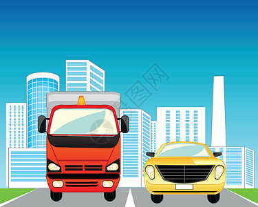城镇公路和汽车背景图片