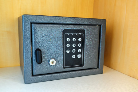 旅馆房间安全保管箱银行技术订金保险柜酒店盒子保险密码电子金融背景图片