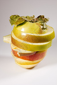 提取苹果切片层红色转型水果概念转化静物基因部门白色拆卸背景图片