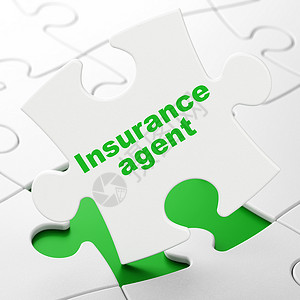 保险概念保险代理人拼图背景安全3d白色金融事故投保人损失绿色风险挑战背景图片