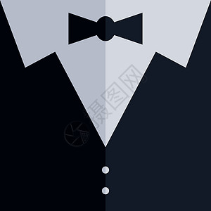 晚礼服主持人套装马夫纽扣白色黑色婚礼翻领领带插图背景图片