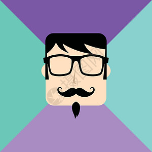 卡通人物头像图片卡通片青年眼镜男性用户发型徽章城市优雅胡子背景图片