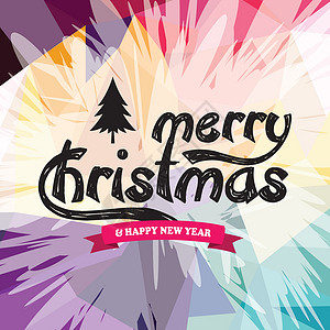 祝你圣诞快乐 colorfu彩虹艺术标签绘画庆典打印标题插图刻字卡片背景图片