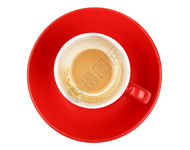 空的拿铁卡布奇诺咖啡红杯加白背景图片