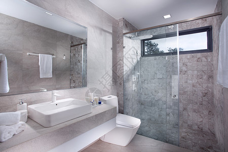洗浴室龙头公寓风格卫生装饰瓷砖住宅奢华镜子家具背景图片