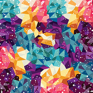 抽象多彩三角几何背景装饰风格粉色墙纸三角形黄色平方马赛克彩虹蓝色背景图片
