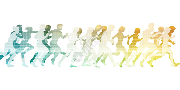 一群人奔跑白色竞赛训练跑步运动背景图片