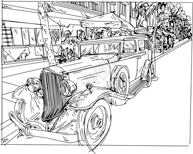 古老的棕榈路车背景图片