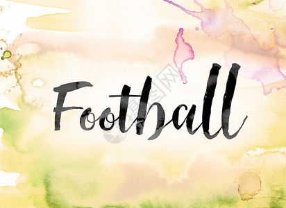 足球多彩水彩和墨水字艺术背景图片