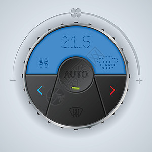 液晶仪表配有蓝色 lcd 和三个按钮的空气状况仪表插画