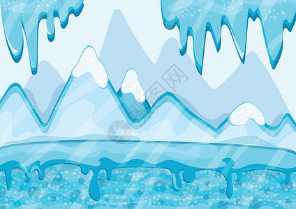 卡通冬季景观与冰山和 ic海洋高清图片素材