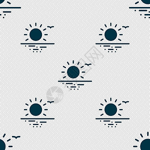利特尔托波亚日落图标标志 具有几何纹理的无缝模式 韦克托天气反射热带气候插图阳光标签旅行晴天月亮插画