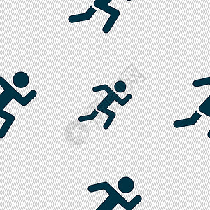 简单的运行人类图标标志 具有几何纹理的无缝模式 韦克托标签跑步男人运动员活动黑色短跑信号成功赛跑者黑色的高清图片素材