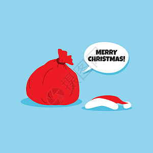 圣诞老人圣诞礼物袋囊绘画惊喜喜悦雪花红色卡通片插图圣诞礼物解雇背景图片