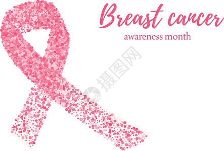 点我加速乳腺癌宣传月 从点我抽象粉红丝带插画