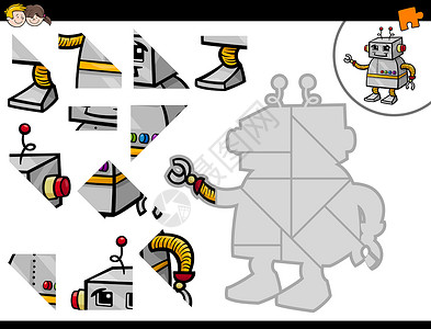 使用机器人的 jigsaw 拼图活动背景图片