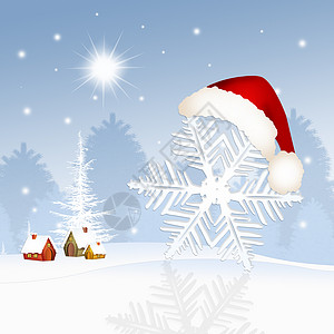 圣诞节雪花帽子季节插图背景图片