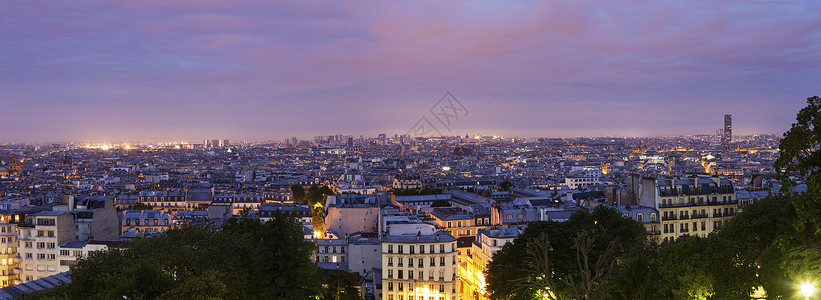 巴黎蒙特公墓蓝色的天际线高清图片