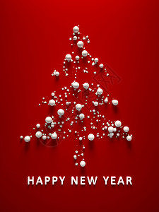 新年圣诞树红色快乐背景图片