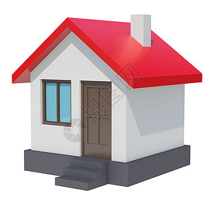 红色屋顶房子白色背景上有红色屋顶的小房子3d住宅商业销售小屋住房建筑房子渲染大厦背景
