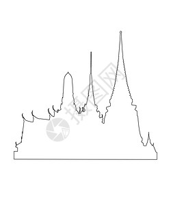 建筑线图白色背景上的泰国寺庙路径绘画雕塑墙纸艺术假期建筑学建筑草图卡通片插图插画