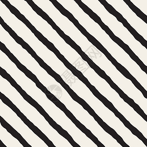条纹黑白分割线矢量无缝黑白手绘之字形斜条纹图案格子装饰涂鸦打印织物海浪插图曲线对角线纺织品设计图片