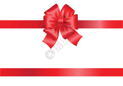 白色的矢量红弓丝带插图红色派对礼物节日丝带背景图片