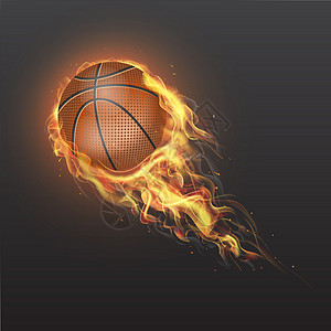 着火的篮球现实主义的篮球着火插画