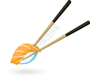 握寿司握着滚架框架 零食概念说明食物美食厨房筷子海鲜寿司叶子派对菜单太阳插画