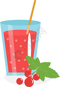 水果上新首页玻璃杯中的曲线汁 白色背景上新隔开的 贝里鸡尾酒 矢量插图插画