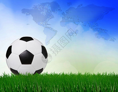 蓝天空背景的绿色田野足球足球赛运动广告黑色横幅体育场英语场景联盟风景圆形背景图片