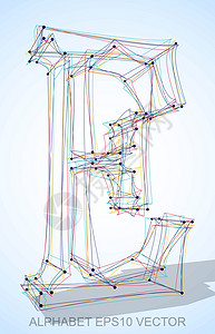 矢量图的多色素描 E  手绘 3D E艺术收藏电子阴影蓝色金属坡度字体英语数字背景图片