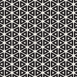 无矢量接缝黑白圆形三角三角网格 几何模式平铺格子装饰包装编织风格打印图形化三角形纺织品背景图片